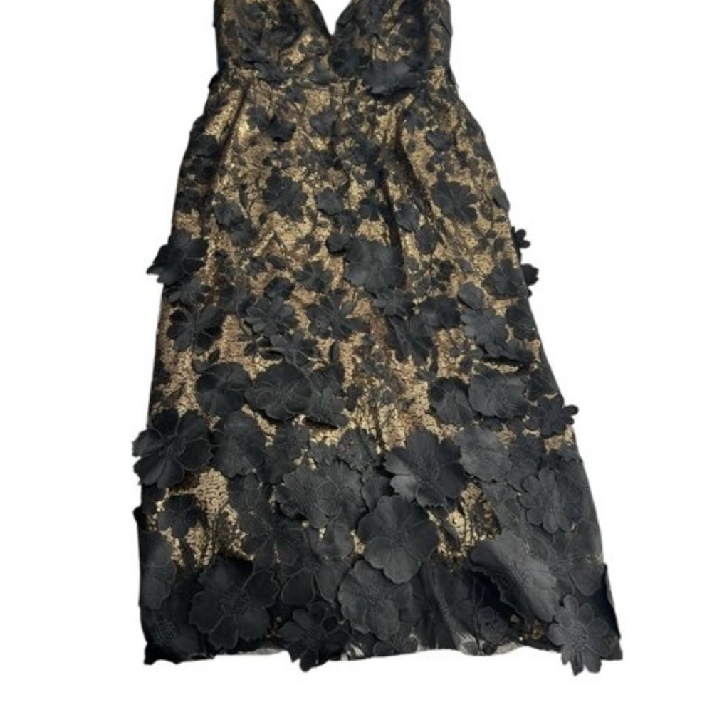Black and Gold Sweetheart Sheath Midi Dress